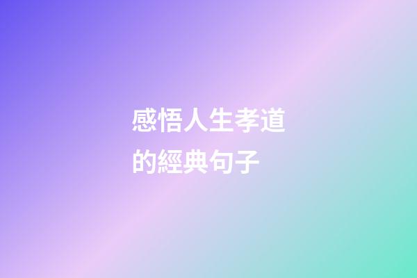感悟人生孝道的經典句子