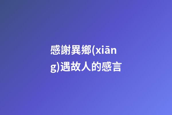 感謝異鄉(xiāng)遇故人的感言