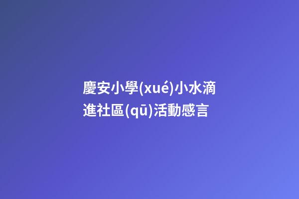 慶安小學(xué)小水滴進社區(qū)活動感言