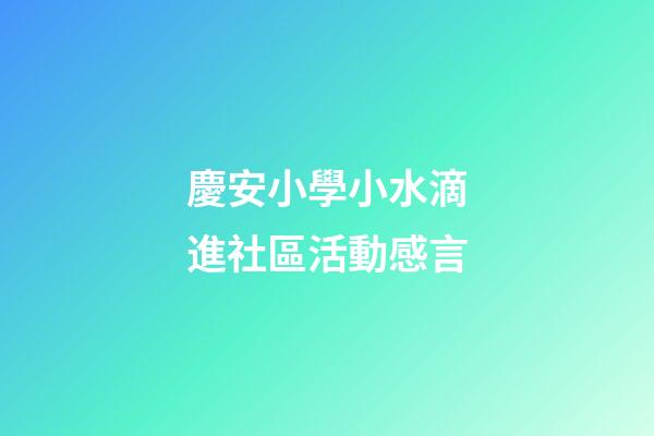 慶安小學小水滴進社區活動感言