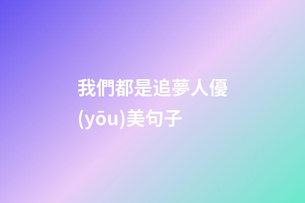 我們都是追夢人優(yōu)美句子