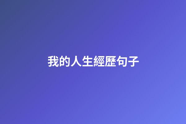 我的人生經歷句子
