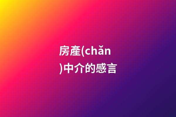 房產(chǎn)中介的感言