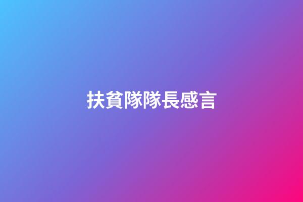 扶貧隊隊長感言