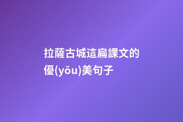 拉薩古城這扁課文的優(yōu)美句子