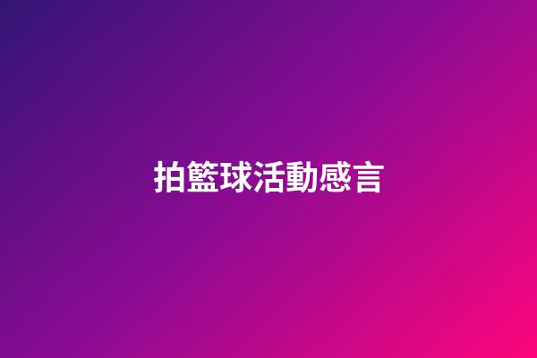 拍籃球活動感言