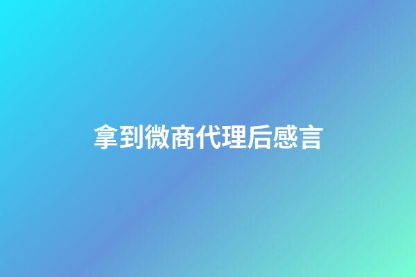 拿到微商代理后感言