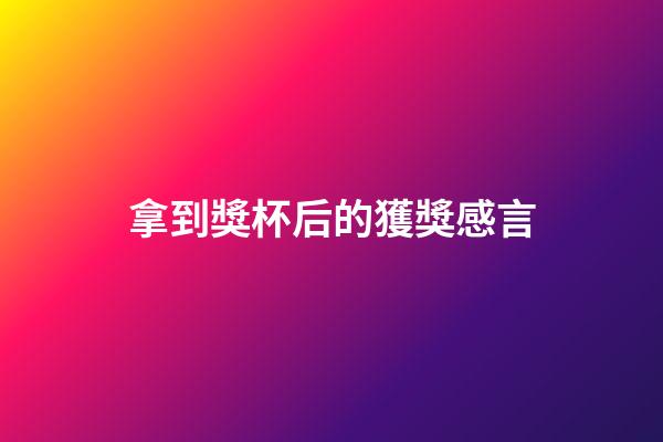 拿到獎杯后的獲獎感言