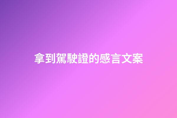 拿到駕駛證的感言文案