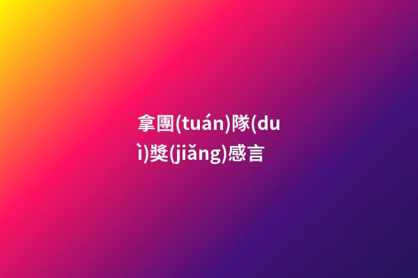 拿團(tuán)隊(duì)獎(jiǎng)感言