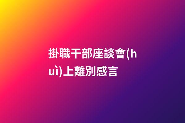 掛職干部座談會(huì)上離別感言