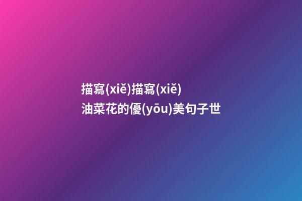 描寫(xiě)描寫(xiě)油菜花的優(yōu)美句子世