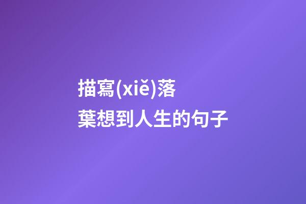 描寫(xiě)落葉想到人生的句子
