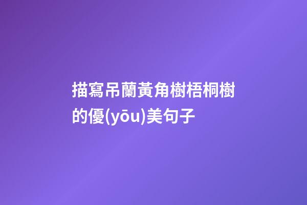 描寫吊蘭黃角樹梧桐樹的優(yōu)美句子