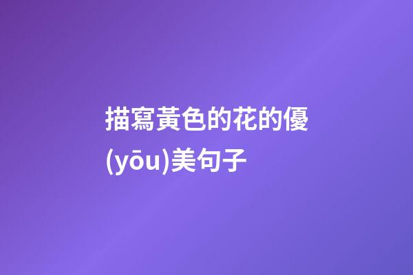 描寫黃色的花的優(yōu)美句子
