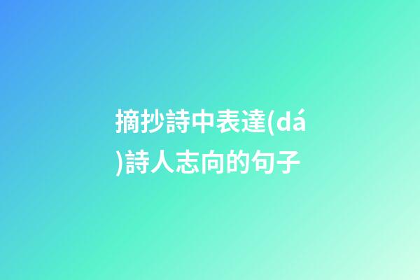摘抄詩中表達(dá)詩人志向的句子