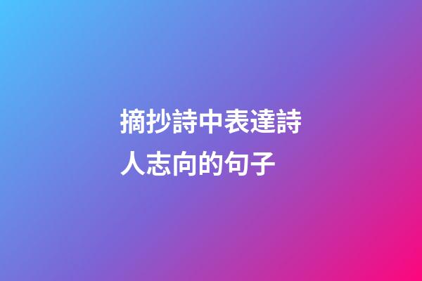 摘抄詩中表達詩人志向的句子