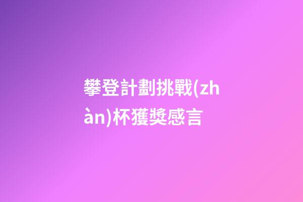 攀登計劃挑戰(zhàn)杯獲獎感言