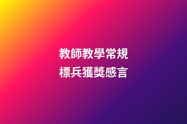 教師教學常規標兵獲獎感言
