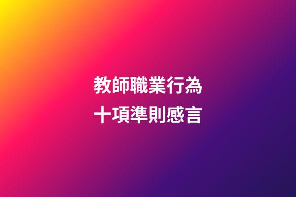 教師職業行為十項準則感言