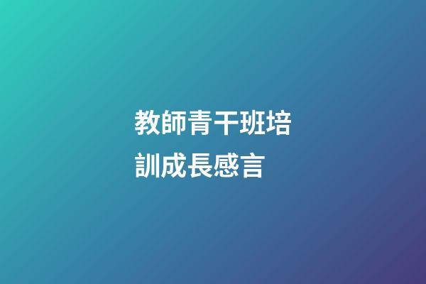教師青干班培訓成長感言