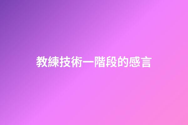 教練技術一階段的感言