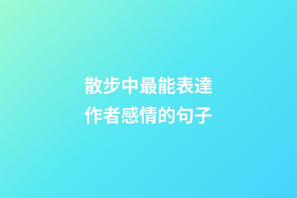 散步中最能表達作者感情的句子