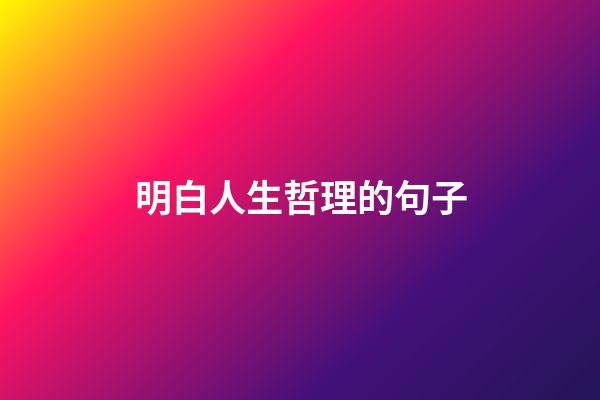 明白人生哲理的句子