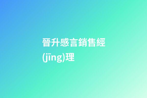 晉升感言銷售經(jīng)理