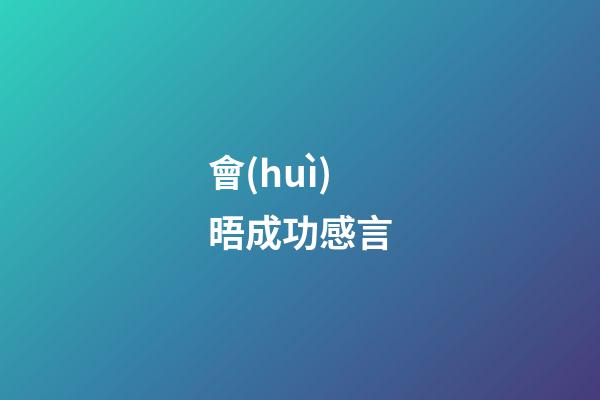會(huì)晤成功感言