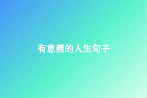 有意義的人生句子