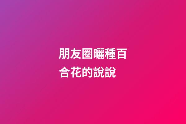 朋友圈曬種百合花的說說