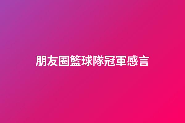 朋友圈籃球隊冠軍感言