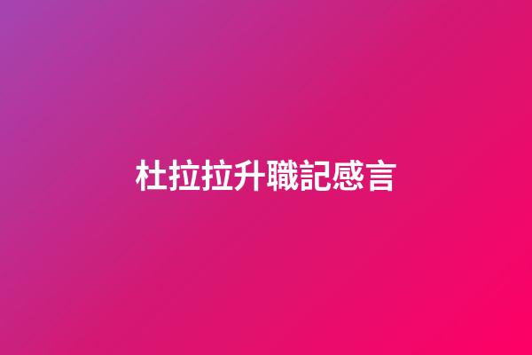 杜拉拉升職記感言