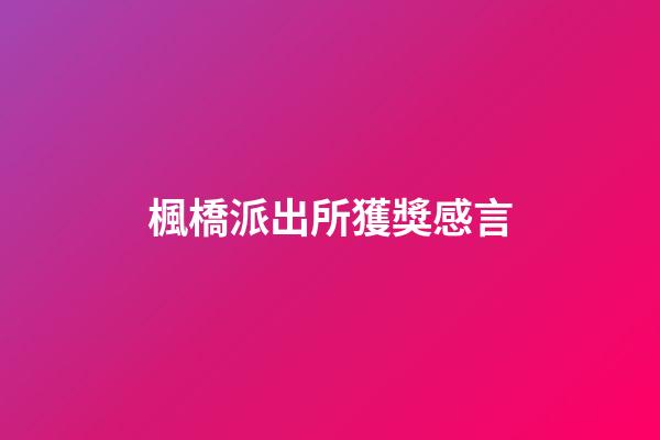 楓橋派出所獲獎感言