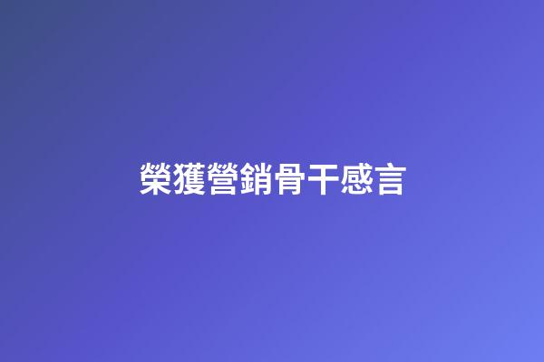 榮獲營銷骨干感言