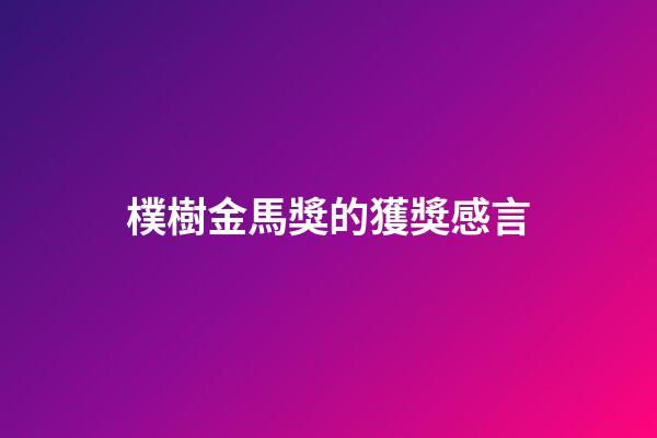 樸樹金馬獎的獲獎感言