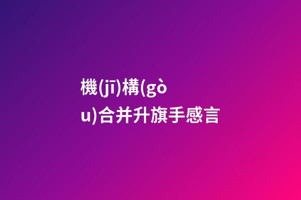 機(jī)構(gòu)合并升旗手感言