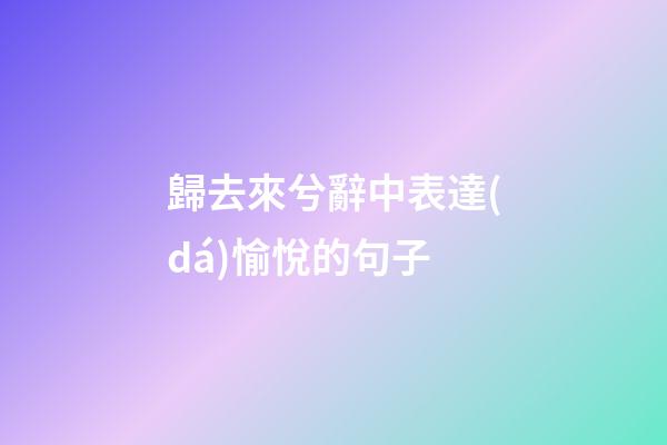 歸去來兮辭中表達(dá)愉悅的句子