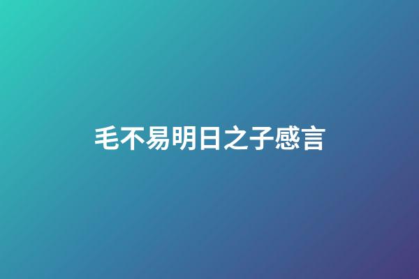 毛不易明日之子感言