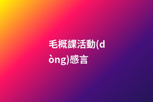 毛概課活動(dòng)感言