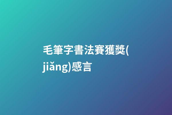 毛筆字書法賽獲獎(jiǎng)感言