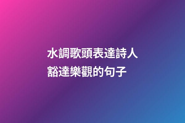 水調歌頭表達詩人豁達樂觀的句子