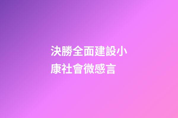 決勝全面建設小康社會微感言