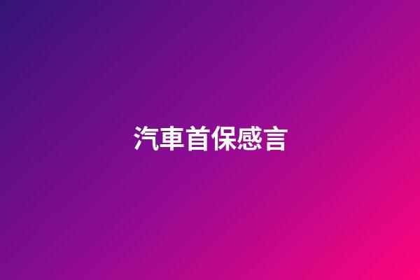 汽車首保感言