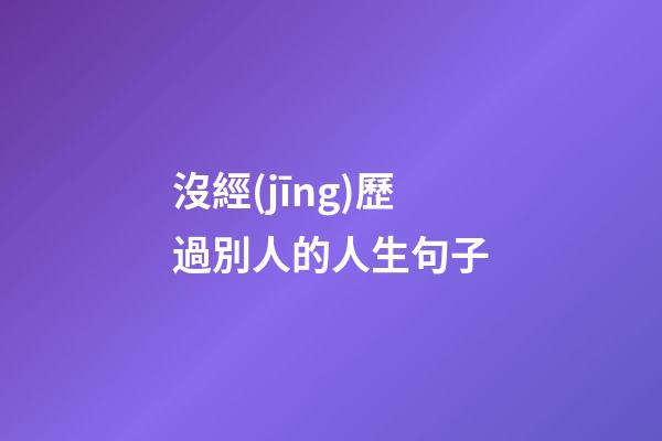 沒經(jīng)歷過別人的人生句子