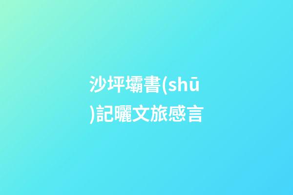 沙坪壩書(shū)記曬文旅感言