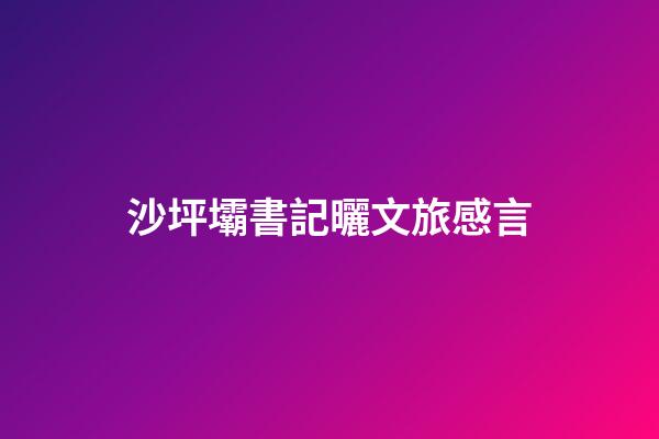沙坪壩書記曬文旅感言