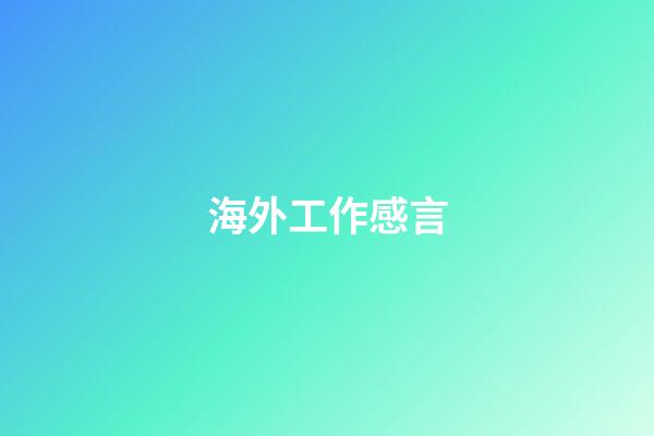 海外工作感言