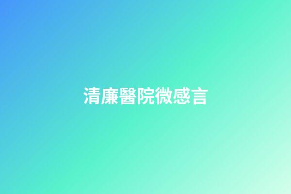 清廉醫院微感言